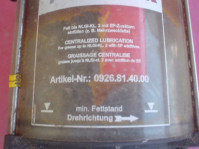 Welger RP245 Zentrale Fettschmierung, Pumpe mit Glasbehälter, Welger-Nr.: 0926.81.40.00