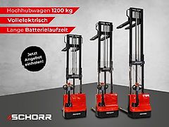 SCHORR Elektro Hochhubwagen 1200kg 2500mm Hubwagen elektrisch Lieferung NEU - Passt durch Türen!