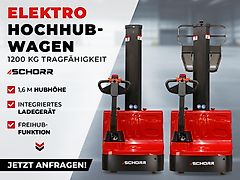 SCHORR Elektro Hochhubwagen 1200KG Monomast Freihub (1,6m Hubhöhe)